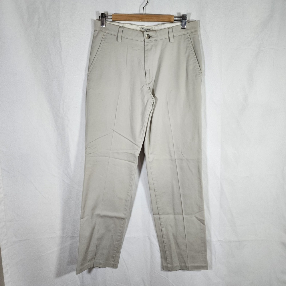 Dockers Menswear Casual Dress Pants Flat Front Khaki Chino Trousers Size 32
